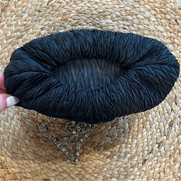 Vintage Carla Marchi Black Satin Pleated Crossbody Clutch Evening Bag - Picture 6 of 12
